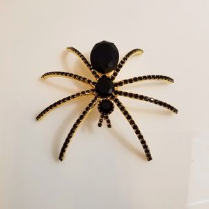 Massive Vintage JJ Jonette Black Spider Brooch